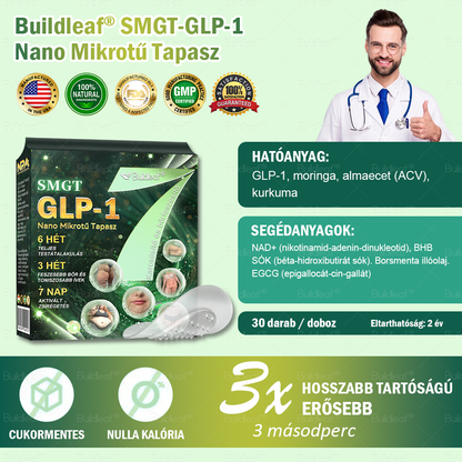 🎁Mayo Klinika által ajánlott | Hivatalos áruház | Buildleaf® SMGT-GLP-1 Nano Mikrotű Tapasz™ Kollagénnel és Matrixyl 3000-rel 丨Célzott hatás: elhízás, megereszkedett bőr, magas vérnyomás, cukorbetegség, zsírmáj, testi fájdalmak és egyéb problémák ellen🎁