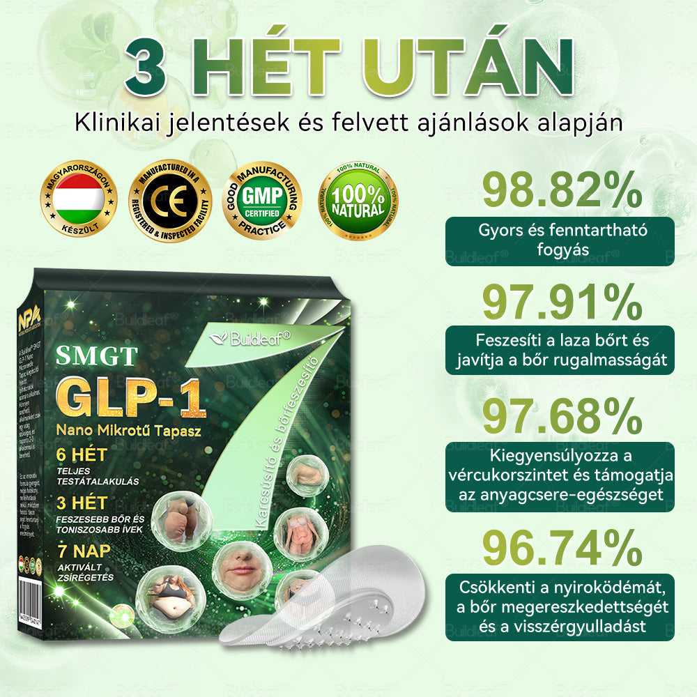 🎁Mayo Klinika által ajánlott | Hivatalos áruház | Buildleaf® SMGT-GLP-1 Nano Mikrotű Tapasz™ Kollagénnel és Matrixyl 3000-rel 丨Célzott hatás: elhízás, megereszkedett bőr, magas vérnyomás, cukorbetegség, zsírmáj, testi fájdalmak és egyéb problémák ellen🎁