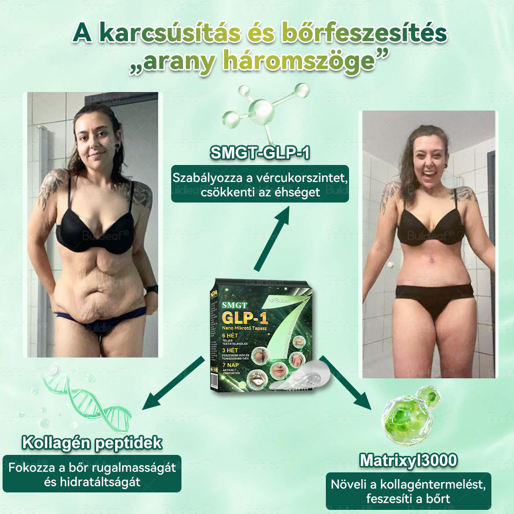 🎁Mayo Klinika által ajánlott | Hivatalos áruház | Buildleaf® SMGT-GLP-1 Nano Mikrotű Tapasz™ Kollagénnel és Matrixyl 3000-rel 丨Célzott hatás: elhízás, megereszkedett bőr, magas vérnyomás, cukorbetegség, zsírmáj, testi fájdalmak és egyéb problémák ellen🎁