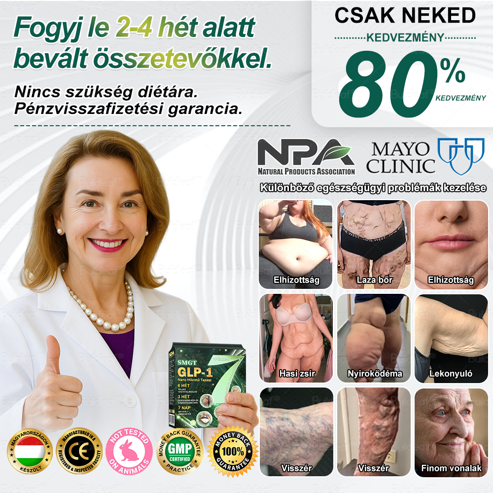 🎁Mayo Klinika által ajánlott | Hivatalos áruház | Buildleaf® SMGT-GLP-1 Nano Mikrotű Tapasz™ Kollagénnel és Matrixyl 3000-rel 丨Célzott hatás: elhízás, megereszkedett bőr, magas vérnyomás, cukorbetegség, zsírmáj, testi fájdalmak és egyéb problémák ellen🎁